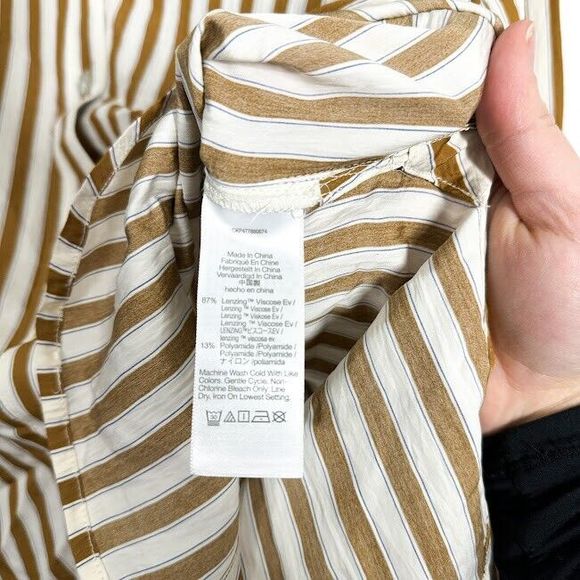 Madewell Crinkled Button Up Shirt Womens Long Sleeve‎ Striped Relaxed Small NWT - Picture 6 of 9